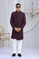 Elegant Black Color Art Silk Fabric Sherwani