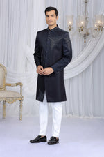 Elegant Wine Color Art Silk Fabric Sherwani