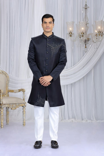 Elegant Wine Color Art Silk Fabric Sherwani