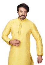 Elegant Yellow Color Jacquard Fabric Kurta Pajama