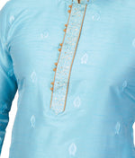 Elegant Aqua Color Jacquard Fabric Kurta Pajama