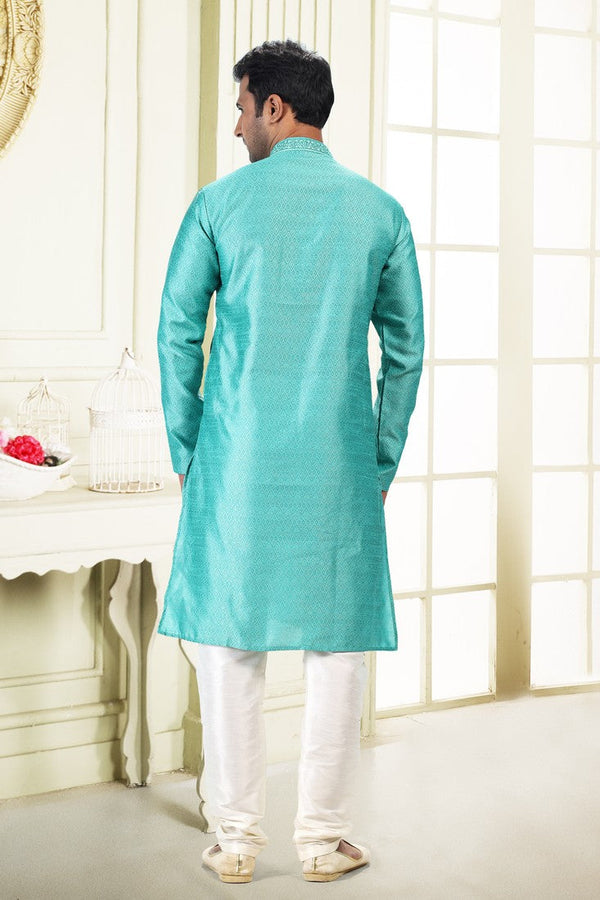 Fabulous Green Color Jacquard Fabric Kurta Pajama