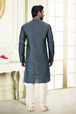 Fabulous Grey Color Jacquard Fabric Kurta Pajama