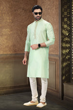 Fabulous Green Color Jacquard Fabric Kurta Pajama