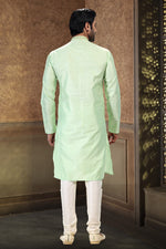 Fabulous Green Color Jacquard Fabric Kurta Pajama