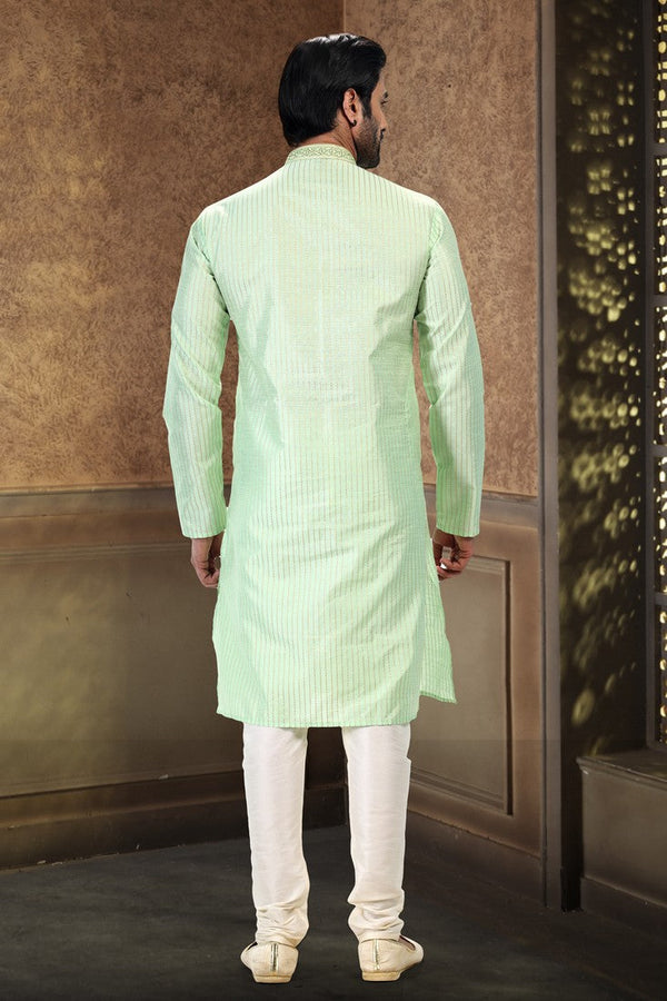 Fabulous Green Color Jacquard Fabric Kurta Pajama