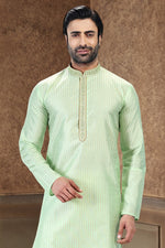 Fabulous Green Color Jacquard Fabric Kurta Pajama