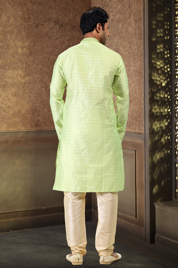 Fabulous Green Color Jacquard Fabric Kurta Pajama