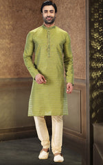 Fabulous Green Color Jacquard Fabric Kurta Pajama