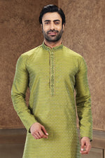Fabulous Green Color Jacquard Fabric Kurta Pajama