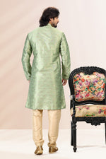 Amazing Green Color Jacquard Fabric Kurta Pajama
