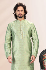 Amazing Green Color Jacquard Fabric Kurta Pajama
