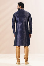 Amazing Navy Blue Color Jacquard Fabric Kurta Pajama
