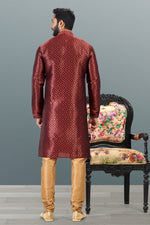 Amazing Maroon Color Jacquard Fabric Kurta Pajama