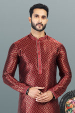 Amazing Maroon Color Jacquard Fabric Kurta Pajama
