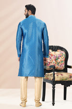 Amazing Blue Color Jacquard Fabric Kurta Pajama
