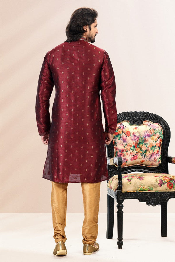 Amazing Maroon Color Jacquard Fabric Kurta Pajama