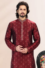 Amazing Maroon Color Jacquard Fabric Kurta Pajama