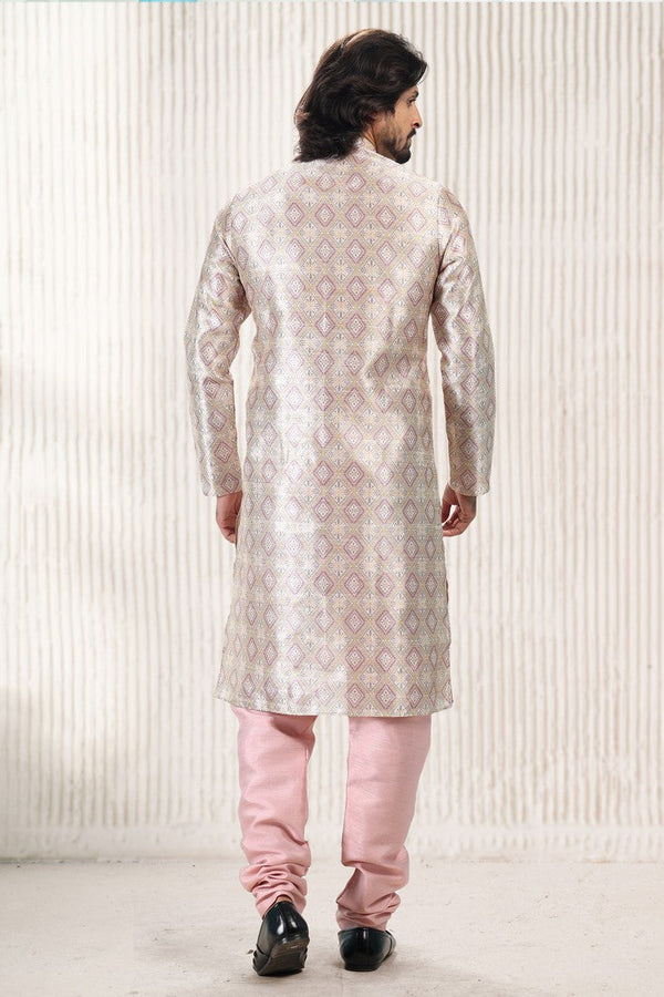 Amazing Beige Color Jacquard Fabric Kurta Pajama