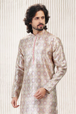 Amazing Beige Color Jacquard Fabric Kurta Pajama