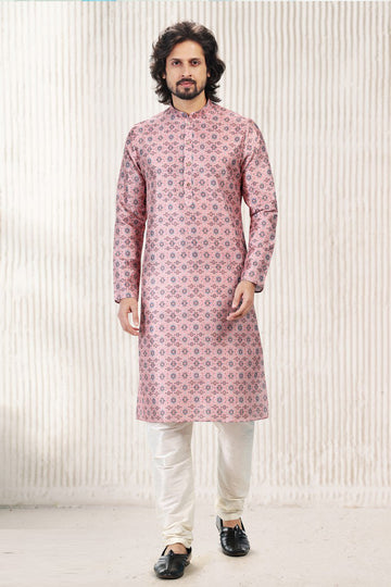 Amazing Pink Color Jacquard Fabric Kurta Pajama