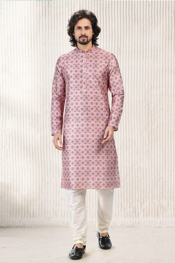 Amazing Pink Color Jacquard Fabric Kurta Pajama