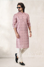 Amazing Pink Color Jacquard Fabric Kurta Pajama
