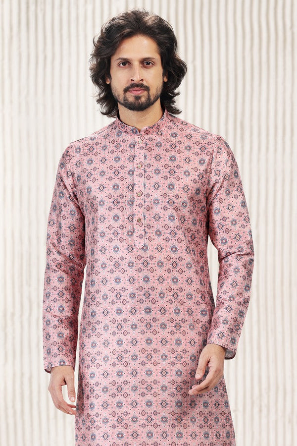 Amazing Pink Color Jacquard Fabric Kurta Pajama