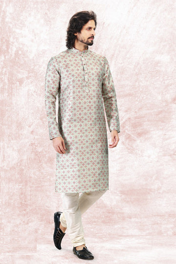 Amazing Green Color Jacquard Fabric Kurta Pajama