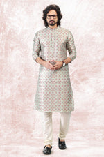 Amazing Green Color Jacquard Fabric Kurta Pajama