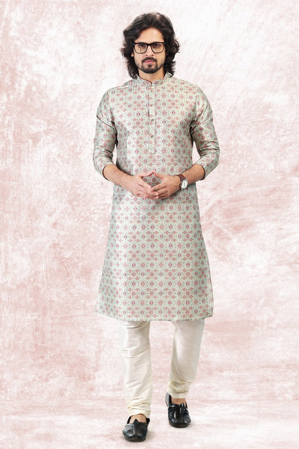 Amazing Green Color Jacquard Fabric Kurta Pajama