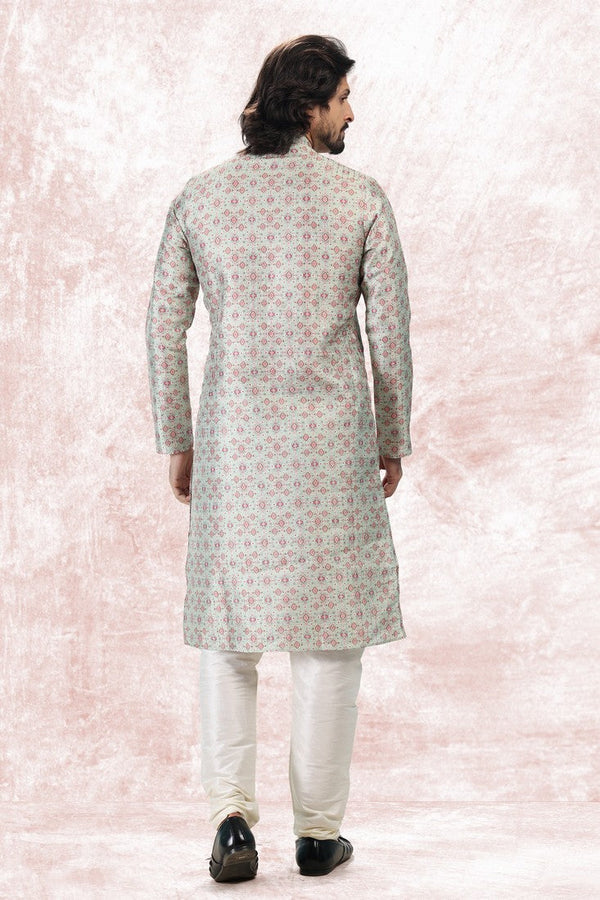 Amazing Green Color Jacquard Fabric Kurta Pajama