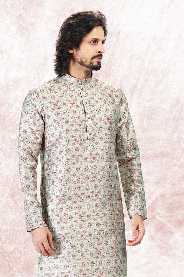 Amazing Green Color Jacquard Fabric Kurta Pajama
