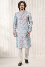 Amazing Aqua Color Jacquard Fabric Kurta Pajama