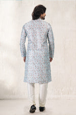 Amazing Aqua Color Jacquard Fabric Kurta Pajama