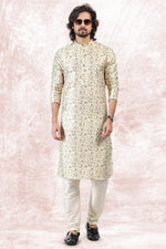 Amazing Yellow Color Jacquard Fabric Kurta Pajama