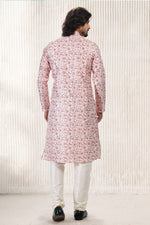Amazing Peach Color Jacquard Fabric Kurta Pajama