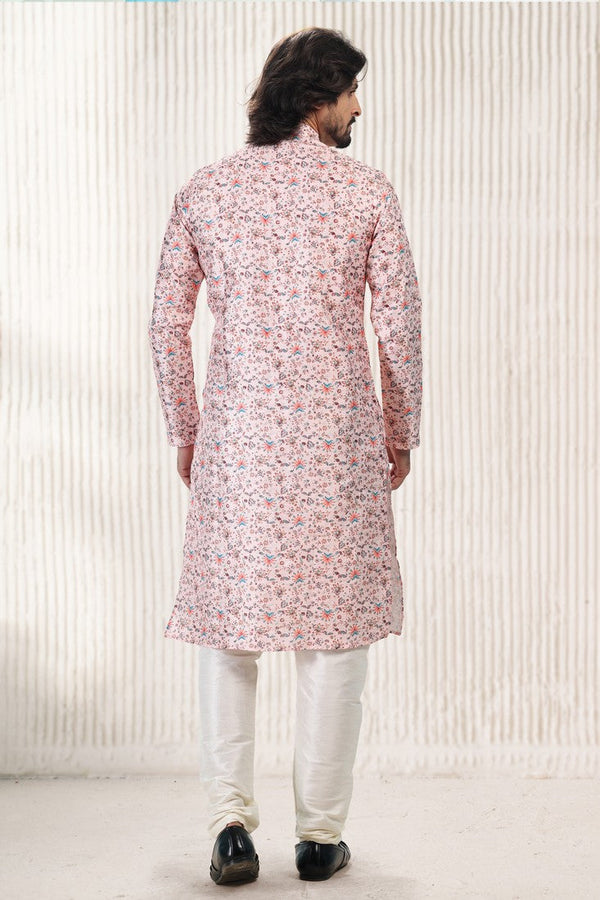 Amazing Peach Color Jacquard Fabric Kurta Pajama