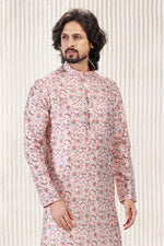 Amazing Peach Color Jacquard Fabric Kurta Pajama