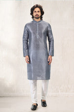 Amazing Grey Color Jacquard Fabric Kurta Pajama