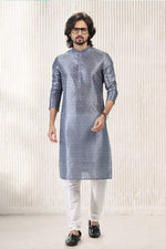 Amazing Grey Color Jacquard Fabric Kurta Pajama