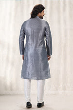 Amazing Grey Color Jacquard Fabric Kurta Pajama