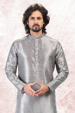 Amazing Grey Color Jacquard Fabric Kurta Pajama