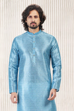 Amazing Blue Color Jacquard Fabric Kurta Pajama