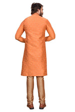 Classy Orange Color Jacquard Fabric Kurta Pajama