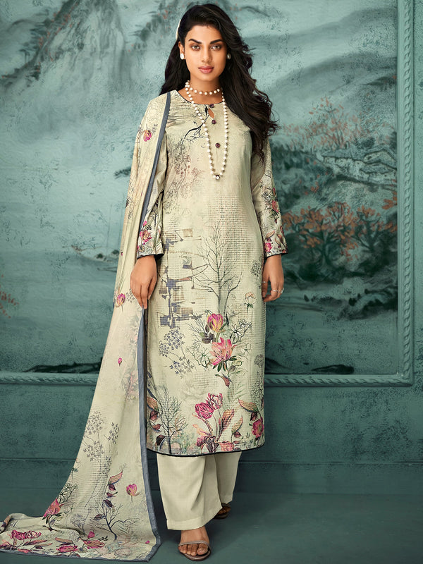 Tasteful Beige Color Velvet Fabric Plazzo Suits