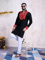 Impressive Black Color Rayon Fabric Mens Kurta