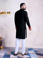 Impressive Black Color Rayon Fabric Mens Kurta