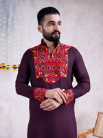 Impressive Voilet Color Rayon Fabric Mens Kurta