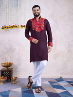 Impressive Voilet Color Rayon Fabric Mens Kurta